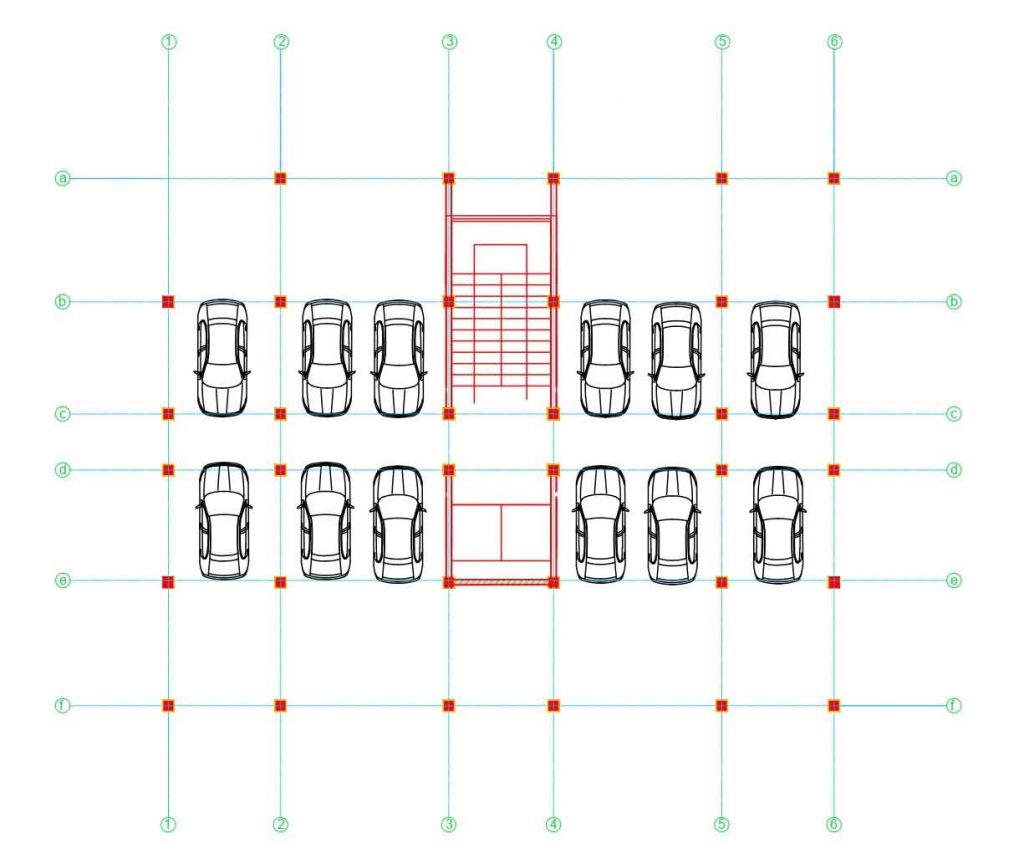 Apartment floor plan and parking layout
