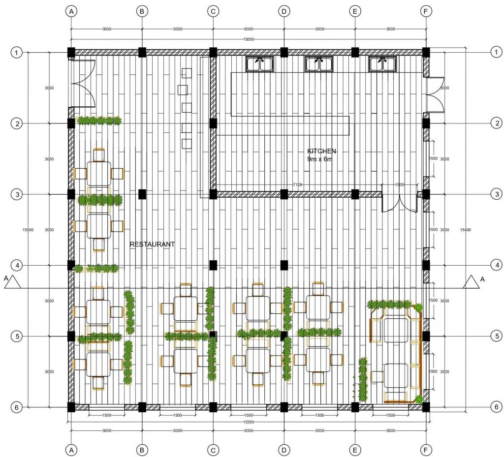 Restaurant floor plan details