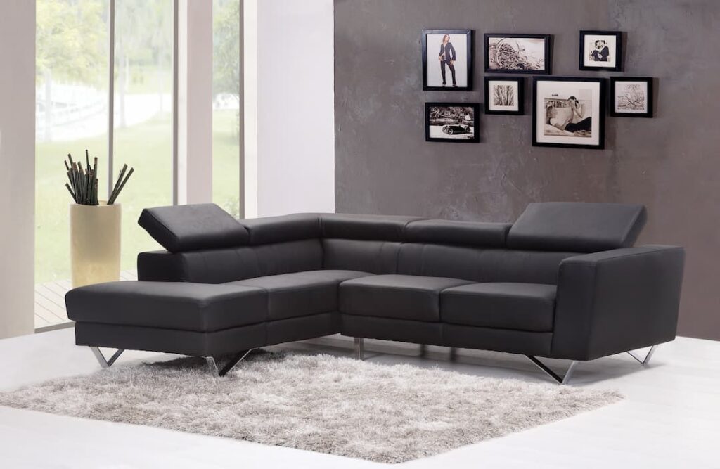 Living room decor black couch