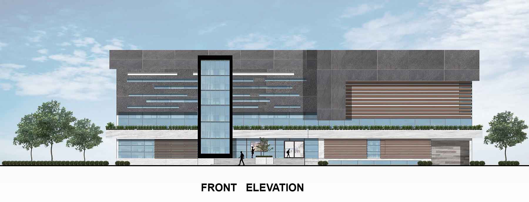Shopping Mall Front And Side Elevations Built Archi