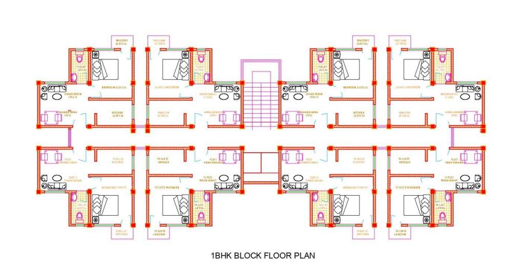 Apartment block floor plan Autocad DWG file