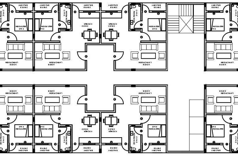 Housing Design 1BHK block floor plan details