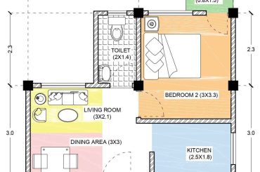 1BHK Unit Plan Details and Views