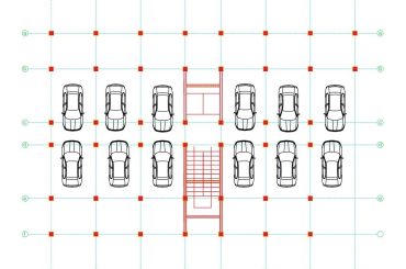 1RK floor plan and parking layout details