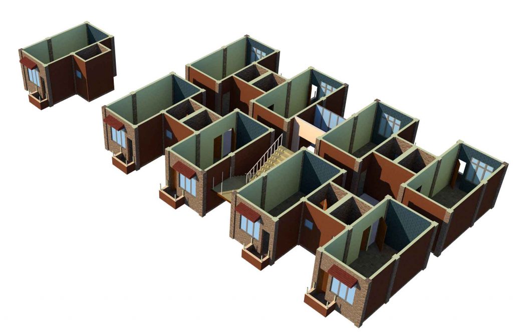 1RK Apartment floor plan details SketchUp 3D file Built 