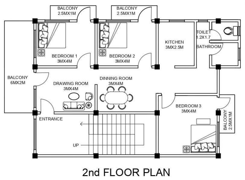 G+3 Residence floor plans Autocad DWG file Built Archi