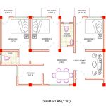 3BHK Unit Plan Autocad DWG file | Apartment Design