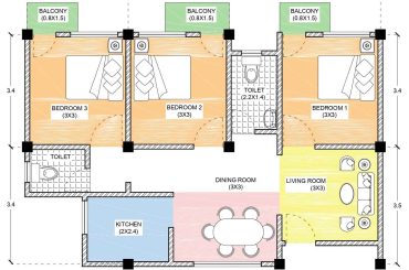 3BHK Unit Plan Details and Views