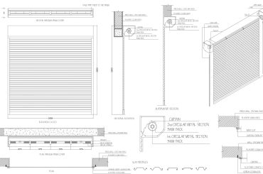 Roller shutter door plan, elevations, sections with all fixing details