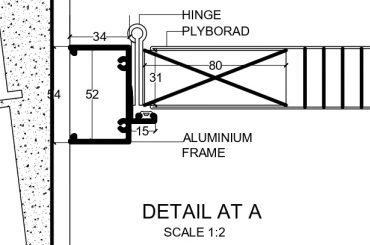 Door plan, elevation, sections and views detail