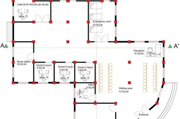 Health center floor plans, elevations, and section details