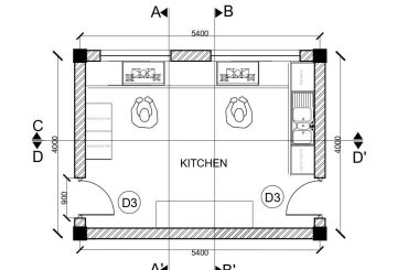 Kitchen Floor Plan and Section Details