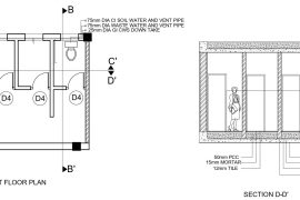 Toilet Layout with Flooring & Ceiling Details