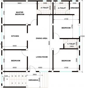 Free cad house plans | 4BHK house plan | Free download - Built Archi