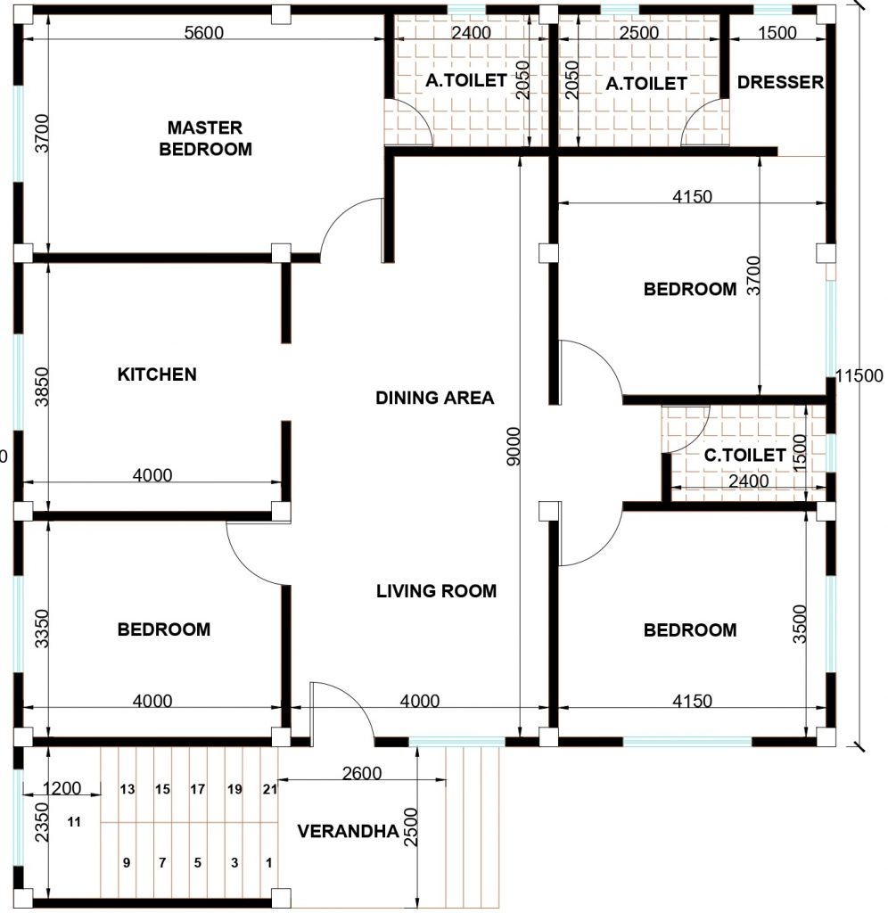 Free Cad House Plans 4BHK House Plan Free Download Built Archi