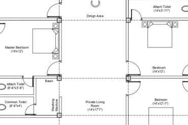 4BHK floor plan | AutoCAD floor plan | Free download