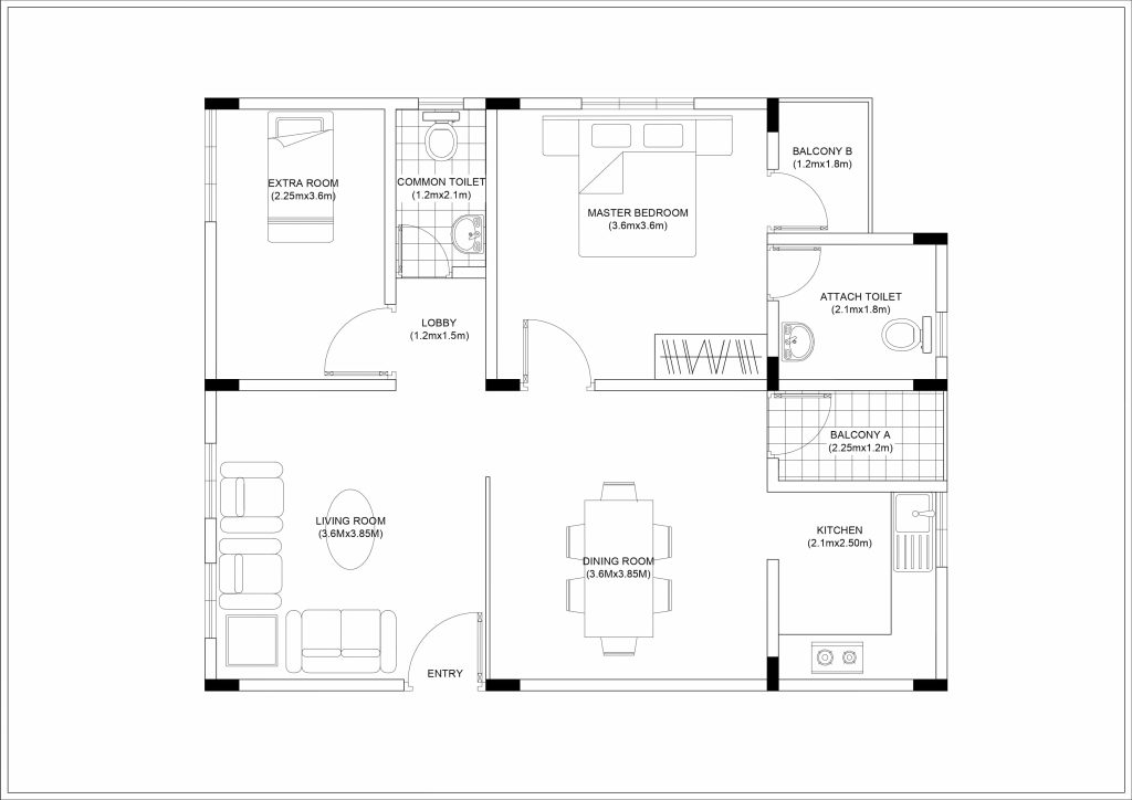 1.5 BHK floor plan