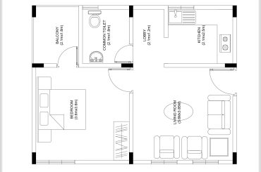 1BHK House Plan CAD Drawing Free Download