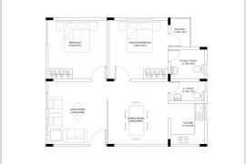 2 BHK House Floor Plan CAD Free Download