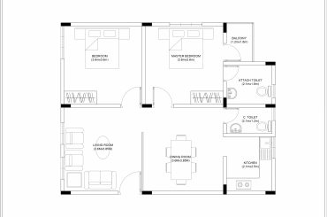 2 BHK House Floor Plan CAD Free Download