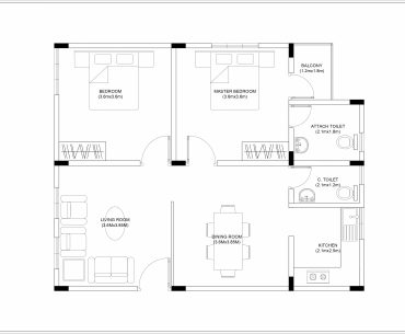 2 BHK House Floor Plan CAD Free Download