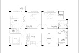 4 BHK House Floor Plan CAD Drawing Free Download