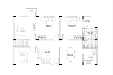 4 BHK House Floor Plan CAD Drawing Free Download